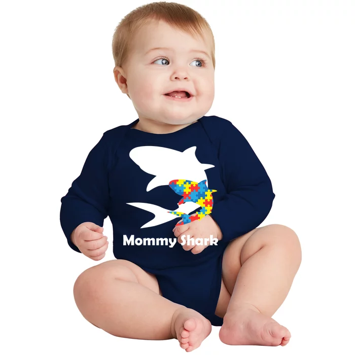 Mommy Shark Autism Awareness Baby Long Sleeve Bodysuit