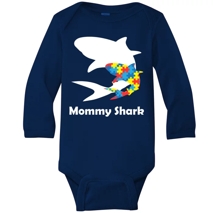 Mommy Shark Autism Awareness Baby Long Sleeve Bodysuit