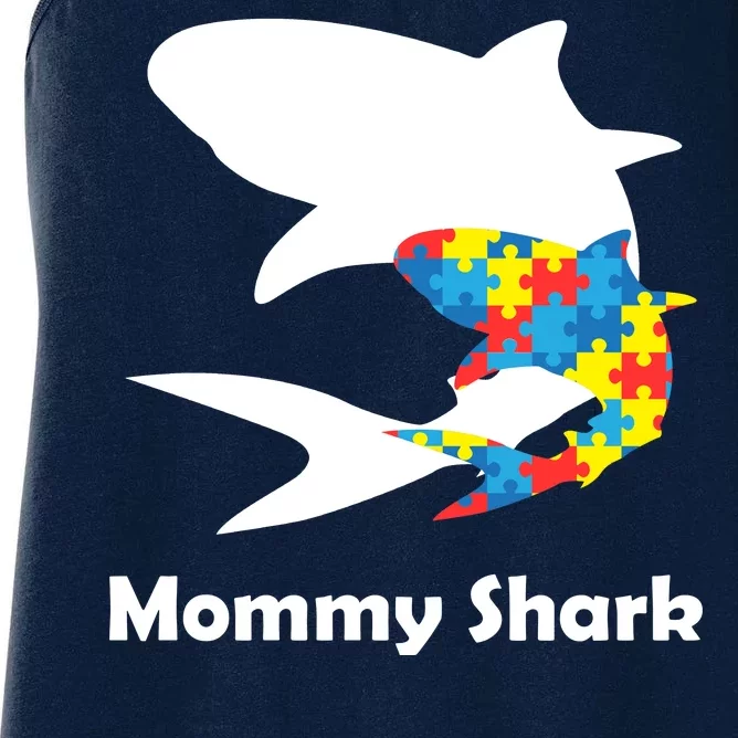 Mommy Shark Autism Awareness Women's Racerback Tank