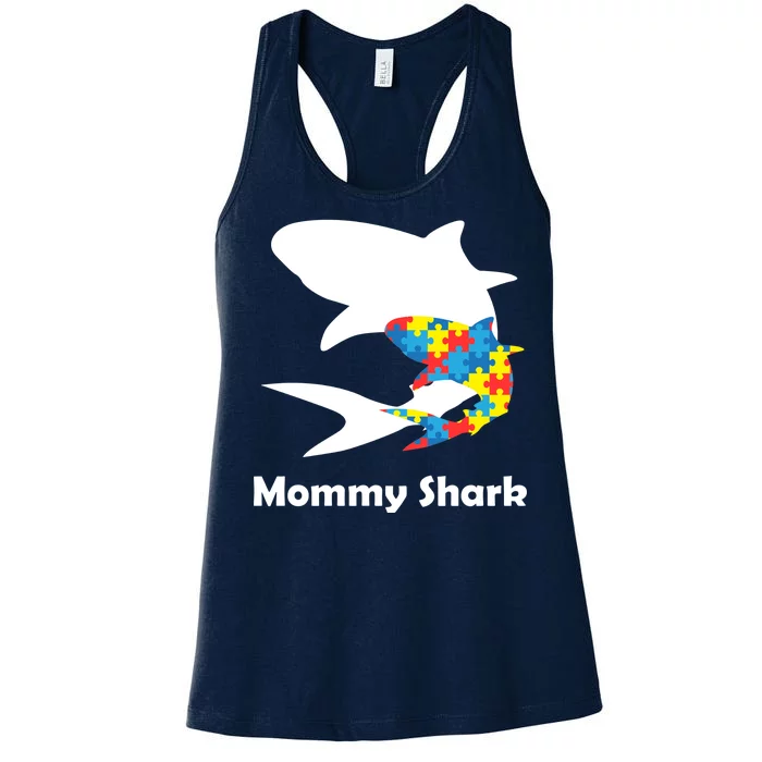 Mommy Shark Autism Awareness Women's Racerback Tank