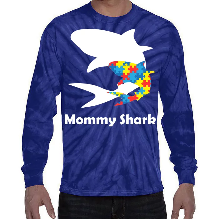 Mommy Shark Autism Awareness Tie-Dye Long Sleeve Shirt