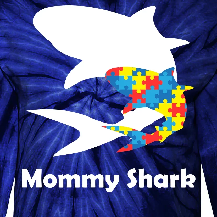 Mommy Shark Autism Awareness Tie-Dye Long Sleeve Shirt