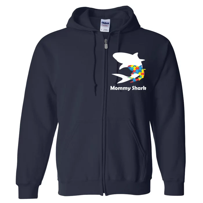 Mommy Shark Autism Awareness Full Zip Hoodie