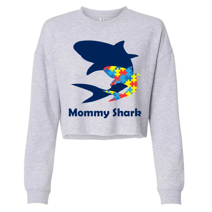 Mommy Shark Autism Awareness Cropped Pullover Crew