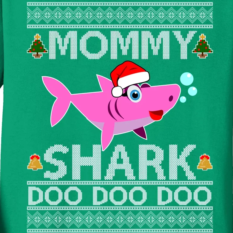 Mommy Shark Doo Doo Cute Ugly Christmas Kids Long Sleeve Shirt