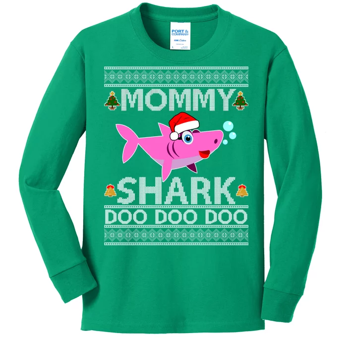 Mommy Shark Doo Doo Cute Ugly Christmas Kids Long Sleeve Shirt