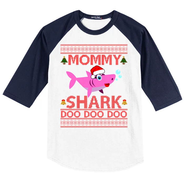 Mommy Shark Doo Doo Cute Ugly Christmas Baseball Sleeve Shirt