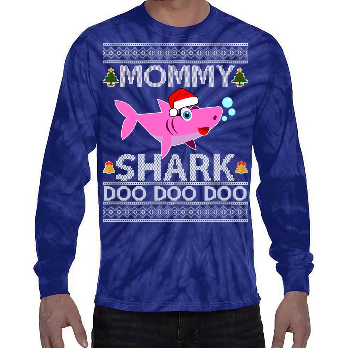 Mommy Shark Doo Doo Cute Ugly Christmas Tie-Dye Long Sleeve Shirt