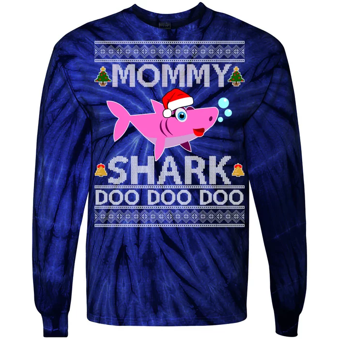 Mommy Shark Doo Doo Cute Ugly Christmas Tie-Dye Long Sleeve Shirt