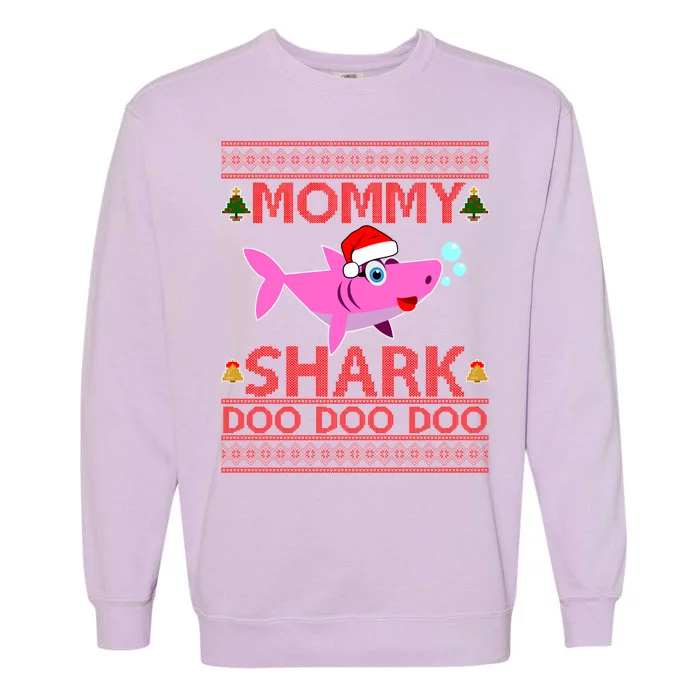 Mommy Shark Doo Doo Cute Ugly Christmas Garment-Dyed Sweatshirt