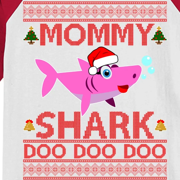 Mommy Shark Doo Doo Cute Ugly Christmas Kids Colorblock Raglan Jersey