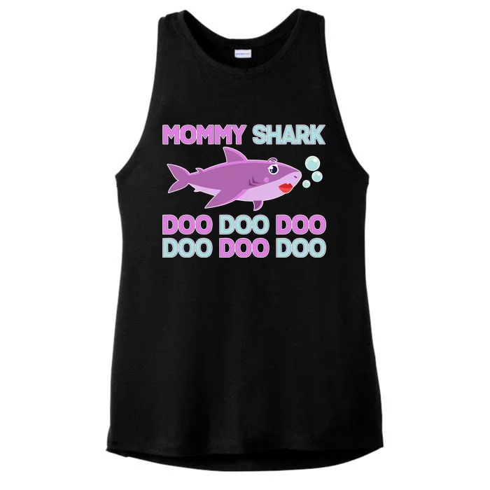 Mommy Shark Doo Doo Doo Ladies Tri-Blend Wicking Tank