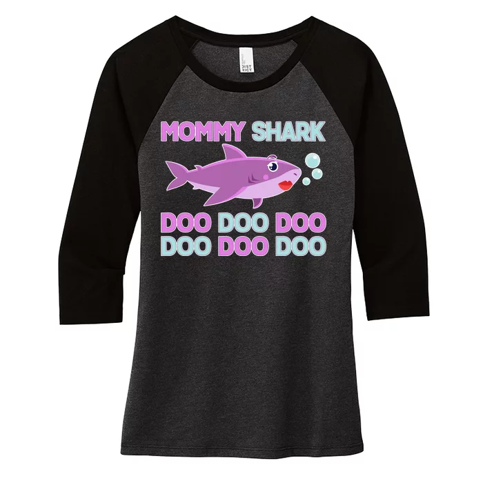 Mommy Shark Doo Doo Doo Women's Tri-Blend 3/4-Sleeve Raglan Shirt