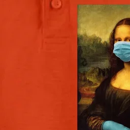 Mona Lisa Face Mas And Gloves Pandemic Dry Zone Grid Performance Polo