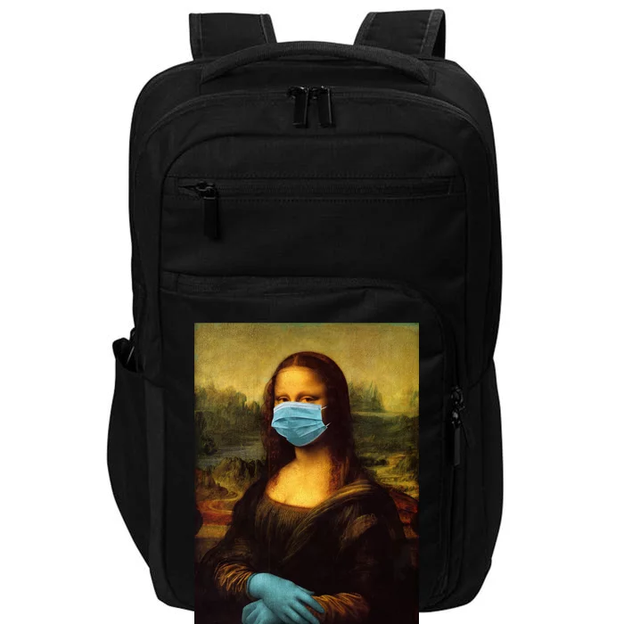 Mona Lisa Face Mas And Gloves Pandemic Impact Tech Backpack