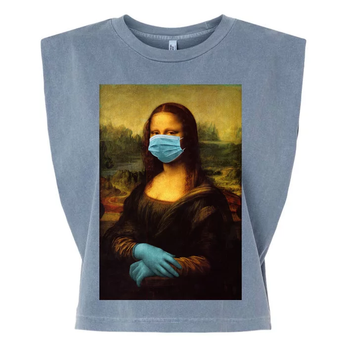 Mona Lisa Face Mas And Gloves Pandemic Garment-Dyed Women's Muscle Tee