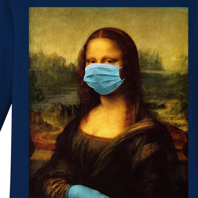 Mona Lisa Face Mas And Gloves Pandemic Baby Long Sleeve Bodysuit