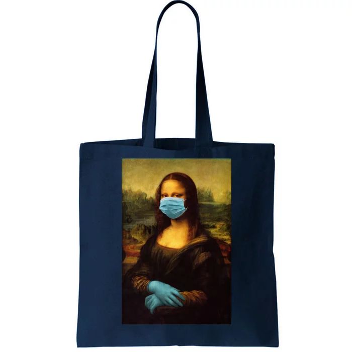 Mona Lisa Face Mas And Gloves Pandemic Tote Bag