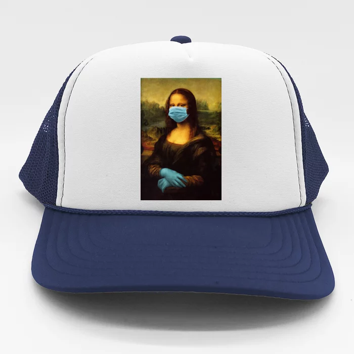 Mona Lisa Face Mas And Gloves Pandemic Trucker Hat