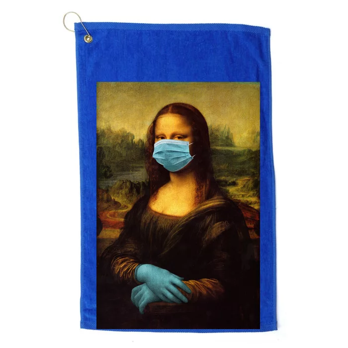 Mona Lisa Face Mas And Gloves Pandemic Platinum Collection Golf Towel