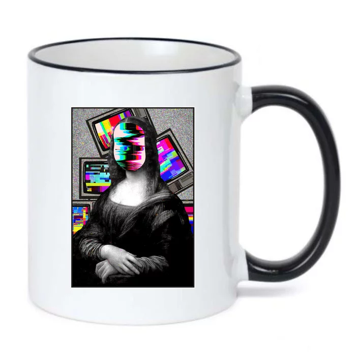 Mona Lisa Glitch Black Color Changing Mug