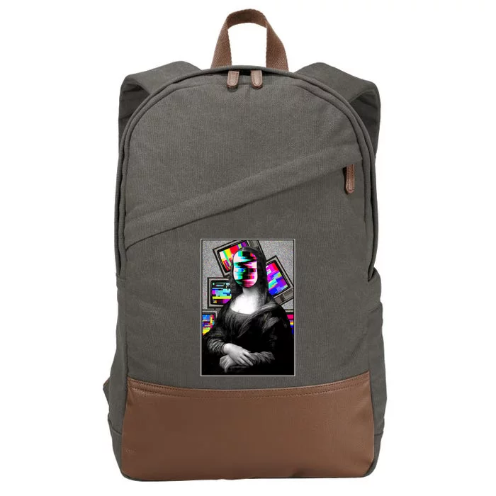 Mona Lisa Glitch Cotton Canvas Backpack