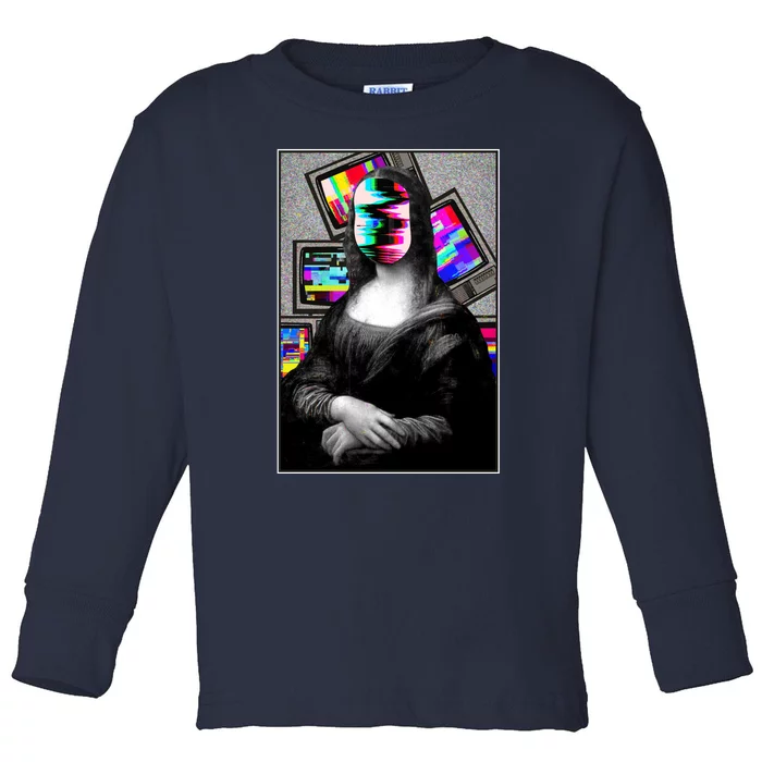 Mona Lisa Glitch Toddler Long Sleeve Shirt