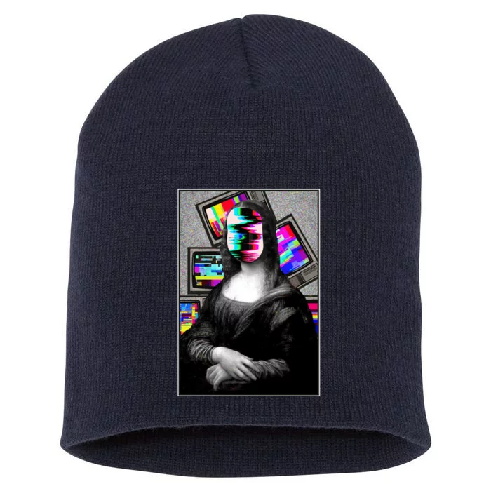 Mona Lisa Glitch Short Acrylic Beanie