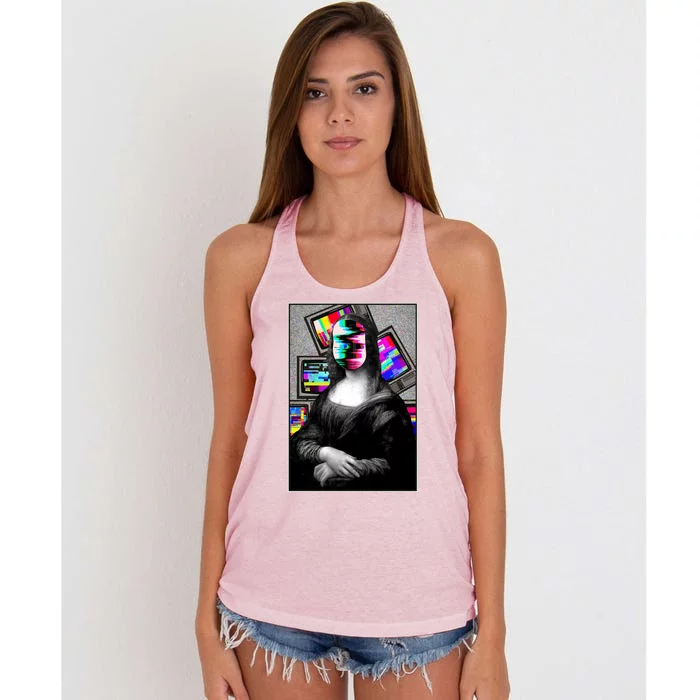 Mona Lisa Glitch Women's Knotted Racerback Tank