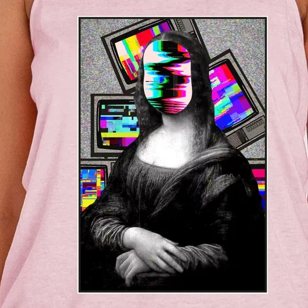 Mona Lisa Glitch Women's Knotted Racerback Tank