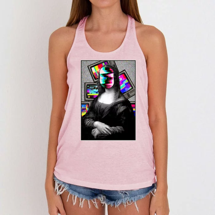 Mona Lisa Glitch Women's Knotted Racerback Tank