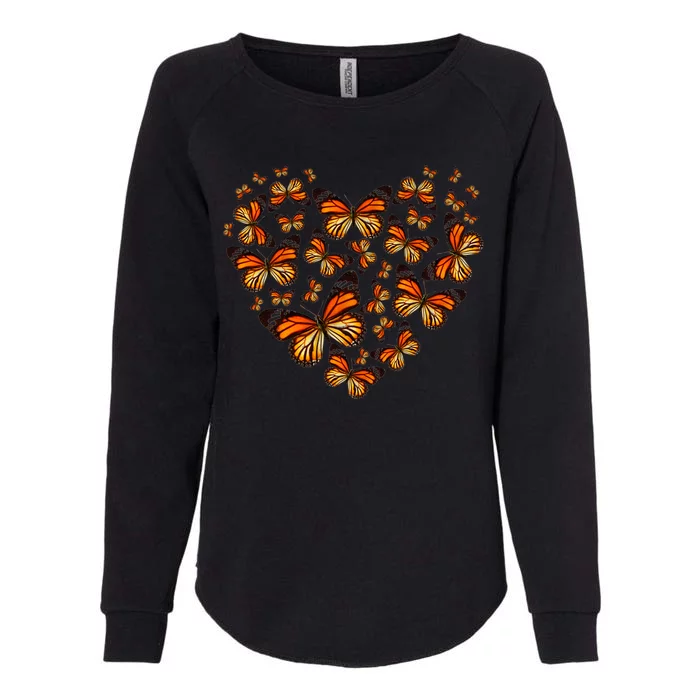 Monarch Butterfly Heart Womens California Wash Sweatshirt