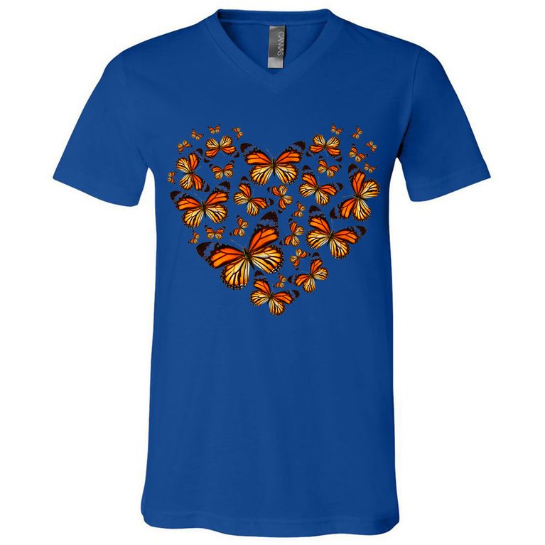 Monarch Butterfly Heart V-Neck T-Shirt