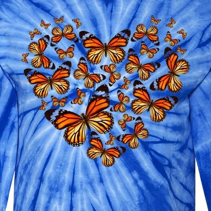 Monarch Butterfly Heart Tie-Dye Long Sleeve Shirt