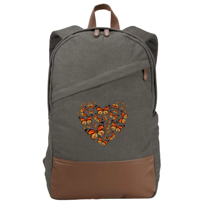 Monarch Butterfly Heart Cotton Canvas Backpack