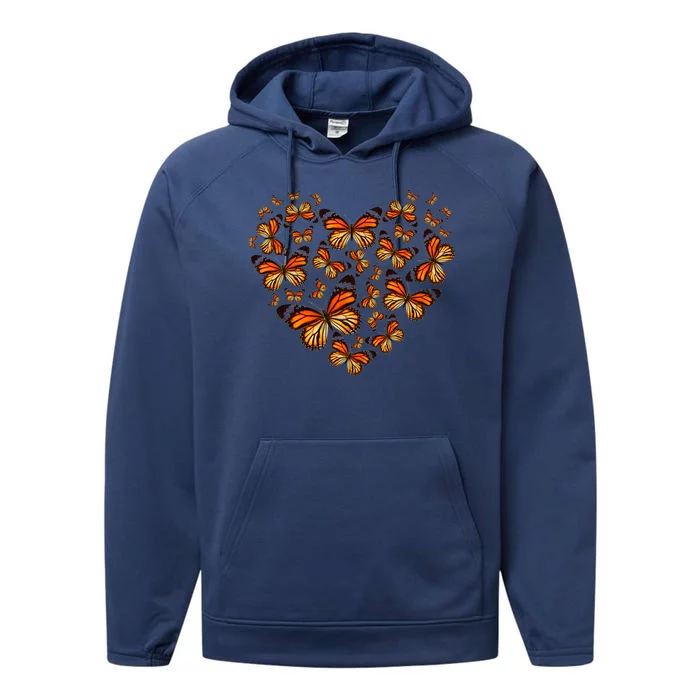 Monarch Butterfly Heart Performance Fleece Hoodie