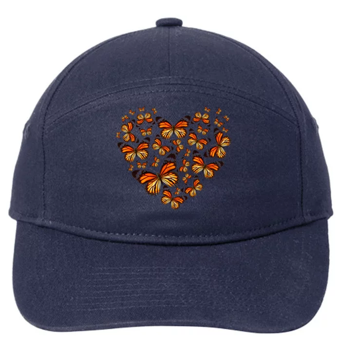 Monarch Butterfly Heart 7-Panel Snapback Hat