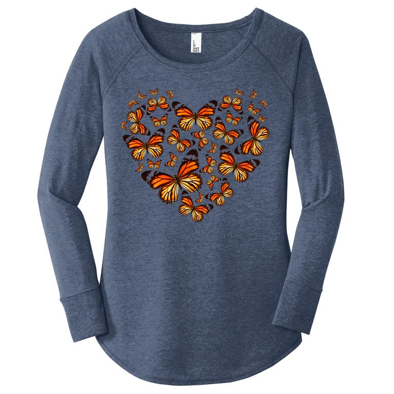 Monarch Butterfly Heart Women’s Perfect Tri Tunic Long Sleeve Shirt