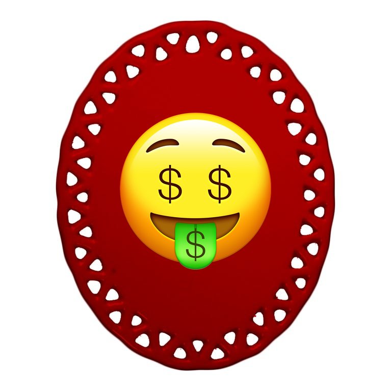 Money Emoji Oval Ornament