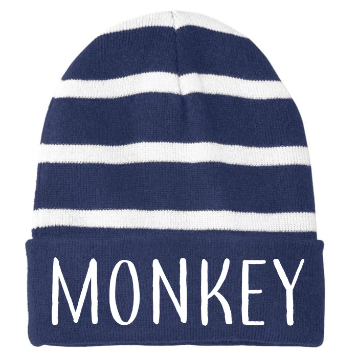 Monkey Striped Beanie with Solid Band