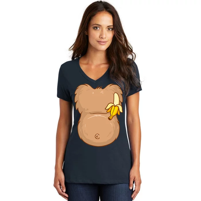 Monkey Ape Belly Costume Women's V-Neck T-Shirt