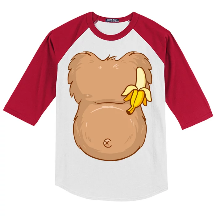 Monkey Ape Belly Costume Kids Colorblock Raglan Jersey