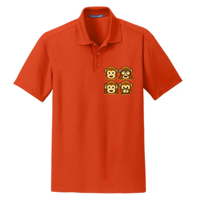 Monkey Emoji Smiley Face Dry Zone Grid Performance Polo