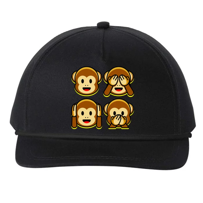 Monkey Emoji Smiley Face Snapback Five-Panel Rope Hat