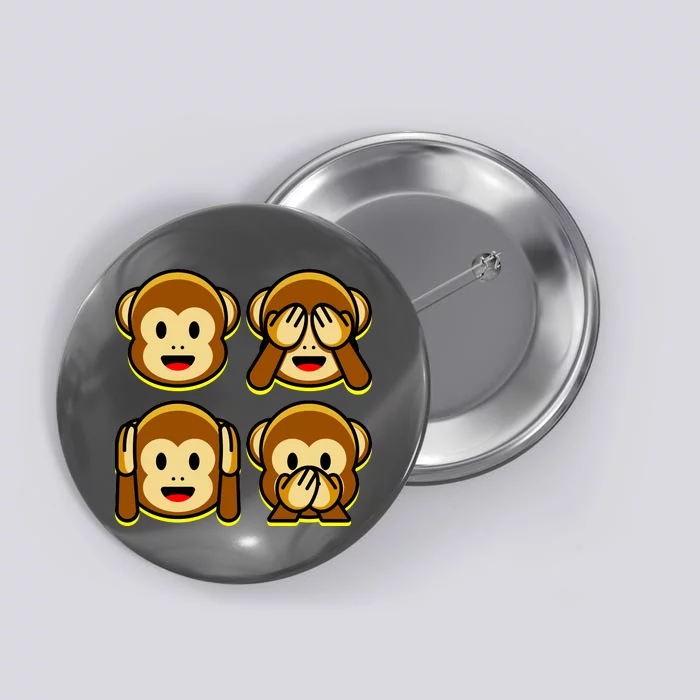 Monkey Emoji Smiley Face Button