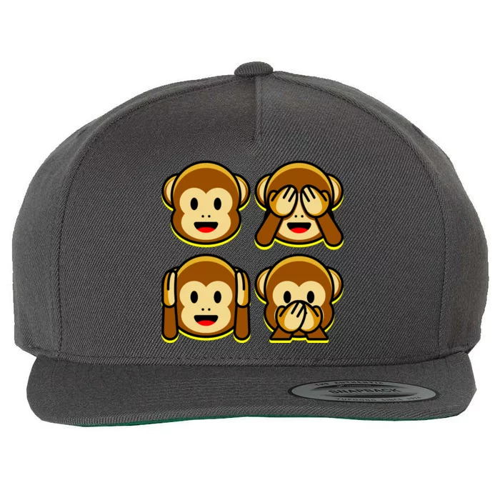 Monkey Emoji Smiley Face Wool Snapback Cap