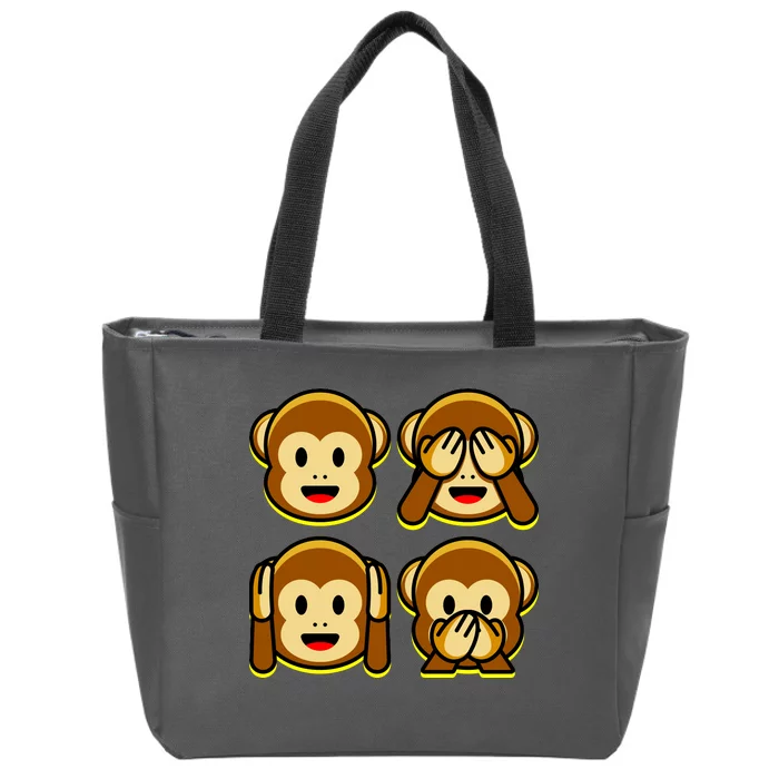 Monkey Emoji Smiley Face Zip Tote Bag