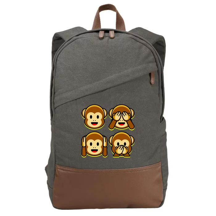 Monkey Emoji Smiley Face Cotton Canvas Backpack