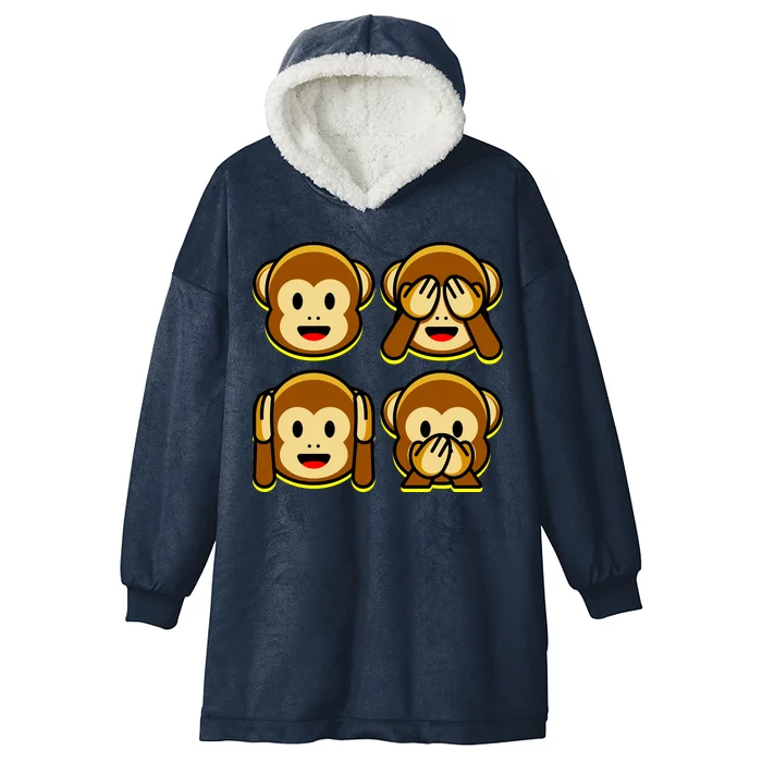 Monkey Emoji Smiley Face Hooded Wearable Blanket