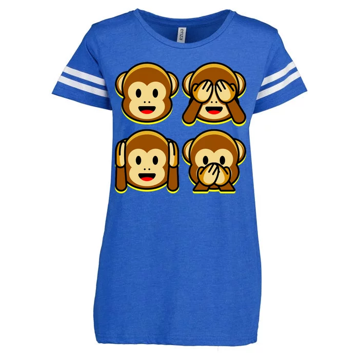 Monkey Emoji Smiley Face Enza Ladies Jersey Football T-Shirt